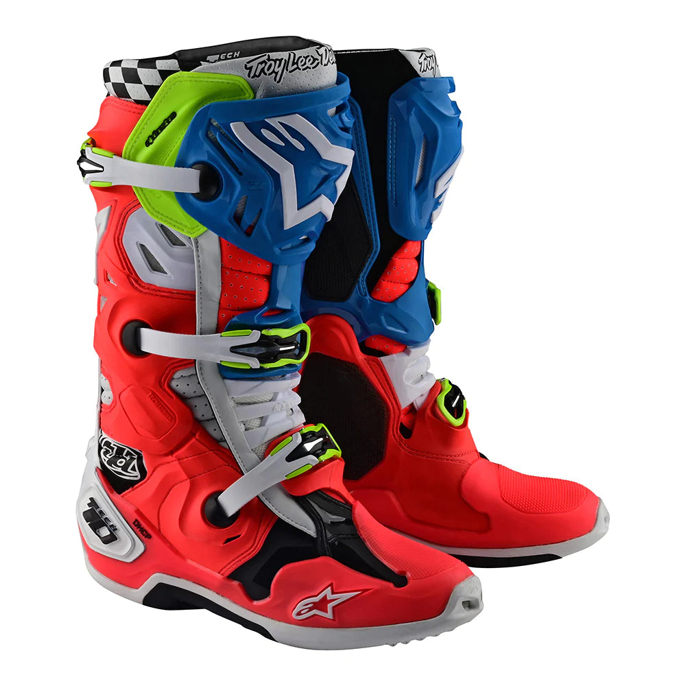 ALPINESTARS TECH 10 SUPERVENTED MX BOOT SOLID ROCKET RED / WHITE / BLUE