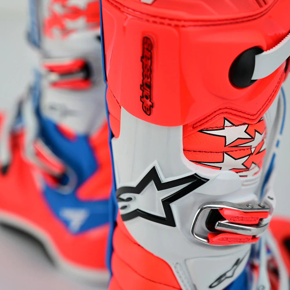 ALPINESTARS TECH 7 MX BOOT SOLID ROCKET RED / WHITE / BLUE