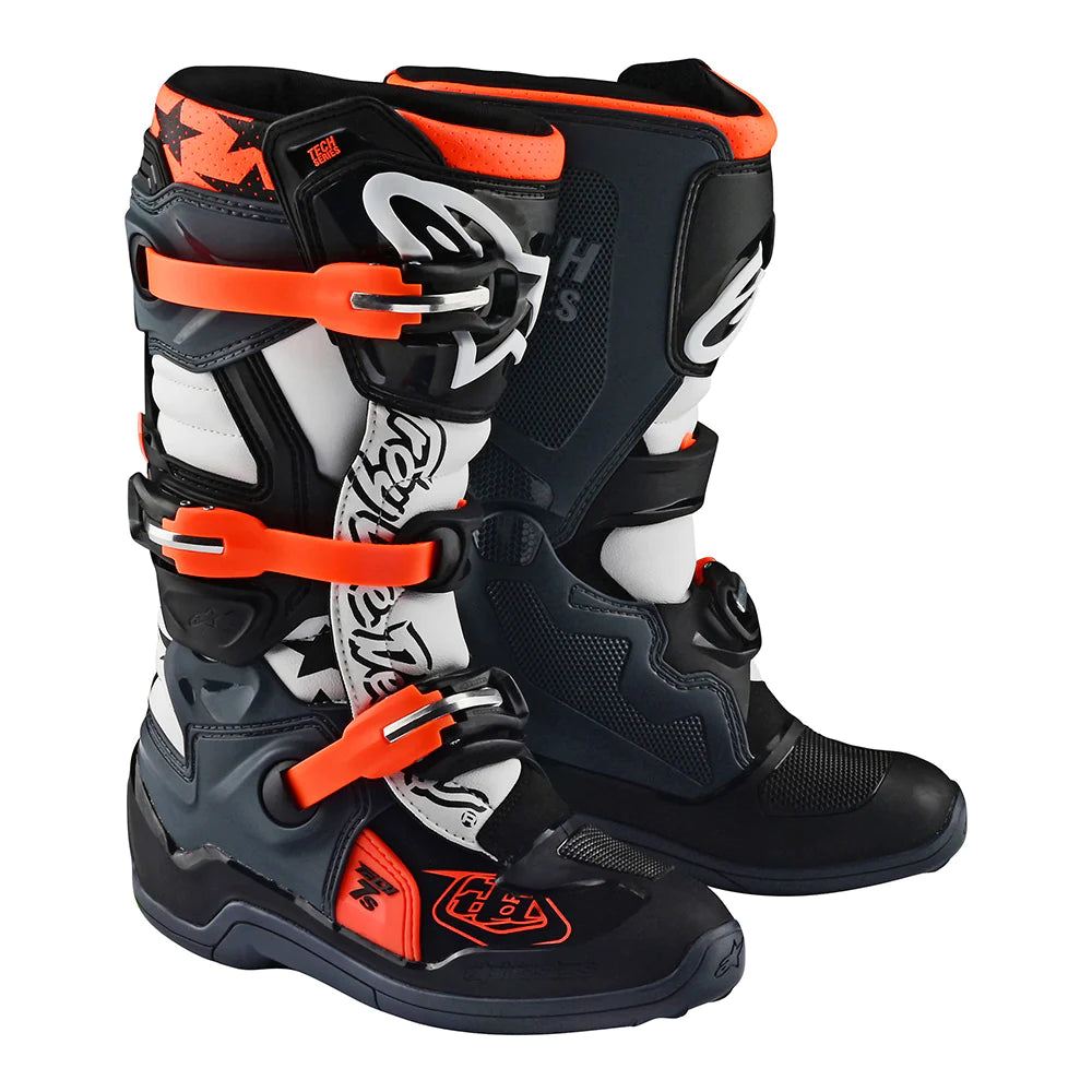 YOUTH ALPINESTARS TECH 7S MX BOOT SOLID BLACK / GRAY CAMO